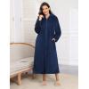 image:imageEkouaer Fleece Robes for Women Hooded Plush Zipper Front Long Bathrobe Warm House Robe Sleepwear with PocketsB Navy Blue