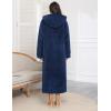 image:imageEkouaer Fleece Robes for Women Hooded Plush Zipper Front Long Bathrobe Warm House Robe Sleepwear with PocketsB Navy Blue