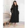 image:imageEkouaer Fleece Robes for Women Hooded Plush Zipper Front Long Bathrobe Warm House Robe Sleepwear with PocketsBlack