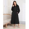 image:imageEkouaer Fleece Robes for Women Hooded Plush Zipper Front Long Bathrobe Warm House Robe Sleepwear with PocketsBlack