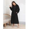 image:imageEkouaer Fleece Robes for Women Hooded Plush Zipper Front Long Bathrobe Warm House Robe Sleepwear with PocketsBlack