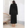 image:imageEkouaer Fleece Robes for Women Hooded Plush Zipper Front Long Bathrobe Warm House Robe Sleepwear with PocketsBlack