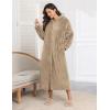 image:imageEkouaer Fleece Robes for Women Hooded Plush Zipper Front Long Bathrobe Warm House Robe Sleepwear with PocketsC Khaki