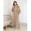 image:imageEkouaer Fleece Robes for Women Hooded Plush Zipper Front Long Bathrobe Warm House Robe Sleepwear with PocketsC Khaki