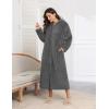 image:imageEkouaer Fleece Robes for Women Hooded Plush Zipper Front Long Bathrobe Warm House Robe Sleepwear with PocketsDark Grey