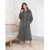 image:imageEkouaer Fleece Robes for Women Hooded Plush Zipper Front Long Bathrobe Warm House Robe Sleepwear with PocketsDark Grey
