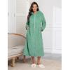 image:imageEkouaer Fleece Robes for Women Hooded Plush Zipper Front Long Bathrobe Warm House Robe Sleepwear with PocketsP Green Jacquard