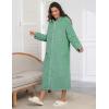 image:imageEkouaer Fleece Robes for Women Hooded Plush Zipper Front Long Bathrobe Warm House Robe Sleepwear with PocketsP Green Jacquard