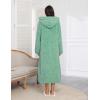 image:imageEkouaer Fleece Robes for Women Hooded Plush Zipper Front Long Bathrobe Warm House Robe Sleepwear with PocketsP Green Jacquard
