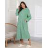 image:imageEkouaer Fleece Robes for Women Hooded Plush Zipper Front Long Bathrobe Warm House Robe Sleepwear with PocketsP Green Jacquard