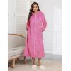 image:imageEkouaer Fleece Robes for Women Hooded Plush Zipper Front Long Bathrobe Warm House Robe Sleepwear with PocketsP Rose Red Jacquard