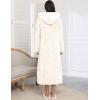 image:imageEkouaer Fleece Robes for Women Hooded Plush Zipper Front Long Bathrobe Warm House Robe Sleepwear with PocketsP White Jacquard
