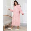 image:imageEkouaer Fleece Robes for Women Hooded Plush Zipper Front Long Bathrobe Warm House Robe Sleepwear with PocketsPink Jacquard