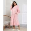 image:imageEkouaer Fleece Robes for Women Hooded Plush Zipper Front Long Bathrobe Warm House Robe Sleepwear with PocketsPink Jacquard