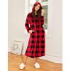 image:imageEkouaer Fleece Robes for Women Hooded Plush Zipper Front Long Bathrobe Warm House Robe Sleepwear with PocketsRed and Black Pliad