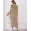 image:imageEkouaer Fleece Robes for Women Hooded Plush Zipper Front Long Bathrobe Warm House Robe Sleepwear with PocketsZ Khaki