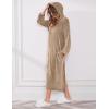 image:imageEkouaer Fleece Robes for Women Hooded Plush Zipper Front Long Bathrobe Warm House Robe Sleepwear with PocketsZ Khaki