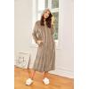 image:imageEkouaer Fleece Robes for Women Hooded Plush Zipper Front Long Bathrobe Warm House Robe Sleepwear with PocketsZ Khaki