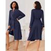 image:imageEkouaer Kimono Robes for Women Long Lightweight Knit Bathrobe Shawl Soft Sleepwear Casual Ladies Loungewear SXXLNavy Blue