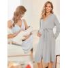 image:imageEkouaer Maternity Nursing Gown and Robe Set Labor Delivery Nursing Nightgowns for Breastfeeding Pregnancy ClothesLight Grey Stripe