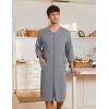 image:imageEkouaer Mens Robes Lightweight Zipper House Coat Short Bathrobes Soft Sleepwear with Pockets S3XLLight Grey