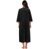 image:imageEkouaer Robe for Women Velour Zipper Robe 34 Sleeves Housecoat Full Length Loungewear Long Bathrobe with PocketsVelourblack