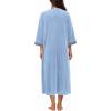 image:imageEkouaer Robe for Women Velour Zipper Robe 34 Sleeves Housecoat Full Length Loungewear Long Bathrobe with PocketsVelourblue