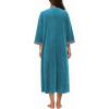 image:imageEkouaer Robe for Women Velour Zipper Robe 34 Sleeves Housecoat Full Length Loungewear Long Bathrobe with PocketsVelourblue Green
