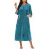 image:imageEkouaer Robe for Women Velour Zipper Robe 34 Sleeves Housecoat Full Length Loungewear Long Bathrobe with PocketsVelourblue Green