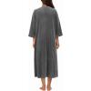 image:imageEkouaer Robe for Women Velour Zipper Robe 34 Sleeves Housecoat Full Length Loungewear Long Bathrobe with PocketsVelourgrey