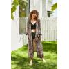 image:imageEkouaer Robe for Women Velour Zipper Robe 34 Sleeves Housecoat Full Length Loungewear Long Bathrobe with PocketsVelourleopard Print