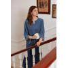 image:imageEkouaer Robe for Women Velour Zipper Robe 34 Sleeves Housecoat Full Length Loungewear Long Bathrobe with PocketsVelournavy Blue