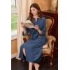 image:imageEkouaer Robe for Women Velour Zipper Robe 34 Sleeves Housecoat Full Length Loungewear Long Bathrobe with PocketsVelournavy Blue