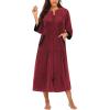 image:imageEkouaer Robe for Women Velour Zipper Robe 34 Sleeves Housecoat Full Length Loungewear Long Bathrobe with PocketsVelourred