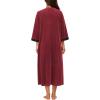 image:imageEkouaer Robe for Women Velour Zipper Robe 34 Sleeves Housecoat Full Length Loungewear Long Bathrobe with PocketsVelourred