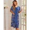 image:imageEkouaer Robes For Women Zipper Front Bathrobe Short Sleeve House Coat Long Nightgown With Pockets Soft LoungewearAleaf Print