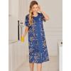 image:imageEkouaer Robes For Women Zipper Front Bathrobe Short Sleeve House Coat Long Nightgown With Pockets Soft LoungewearAleaf Print