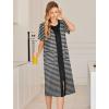 image:imageEkouaer Robes For Women Zipper Front Bathrobe Short Sleeve House Coat Long Nightgown With Pockets Soft LoungewearBlack