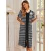 image:imageEkouaer Robes For Women Zipper Front Bathrobe Short Sleeve House Coat Long Nightgown With Pockets Soft LoungewearBlack