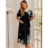 image:imageEkouaer Robes For Women Zipper Front Bathrobe Short Sleeve House Coat Long Nightgown With Pockets Soft LoungewearBlack Butterfly Gradient