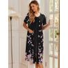 image:imageEkouaer Robes For Women Zipper Front Bathrobe Short Sleeve House Coat Long Nightgown With Pockets Soft LoungewearBlack Sakura