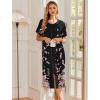 image:imageEkouaer Robes For Women Zipper Front Bathrobe Short Sleeve House Coat Long Nightgown With Pockets Soft LoungewearBlack Sakura