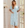 image:imageEkouaer Robes For Women Zipper Front Bathrobe Short Sleeve House Coat Long Nightgown With Pockets Soft LoungewearBlue Floral