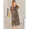 image:imageEkouaer Robes For Women Zipper Front Bathrobe Short Sleeve House Coat Long Nightgown With Pockets Soft LoungewearBrown Leopard Print
