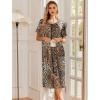 image:imageEkouaer Robes For Women Zipper Front Bathrobe Short Sleeve House Coat Long Nightgown With Pockets Soft LoungewearBrown Leopard Print