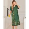 image:imageEkouaer Robes For Women Zipper Front Bathrobe Short Sleeve House Coat Long Nightgown With Pockets Soft LoungewearGreen Ethnic Style