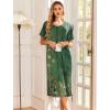 image:imageEkouaer Robes For Women Zipper Front Bathrobe Short Sleeve House Coat Long Nightgown With Pockets Soft LoungewearGreen Ethnic Style