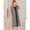 image:imageEkouaer Robes For Women Zipper Front Bathrobe Short Sleeve House Coat Long Nightgown With Pockets Soft LoungewearLeopard Print