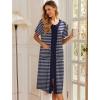 image:imageEkouaer Robes For Women Zipper Front Bathrobe Short Sleeve House Coat Long Nightgown With Pockets Soft LoungewearNavy Blue