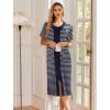 image:imageEkouaer Robes For Women Zipper Front Bathrobe Short Sleeve House Coat Long Nightgown With Pockets Soft LoungewearNavy Blue
